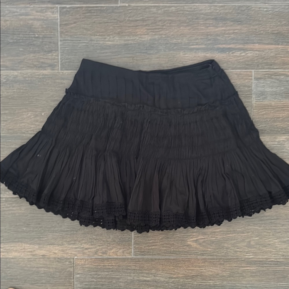 LoveShackFancy Black Mini Boho Skirt